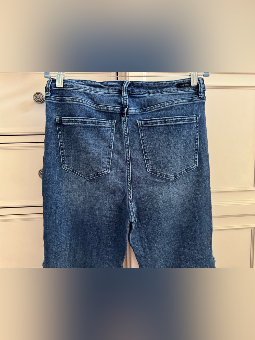 Liverpool Dark Blue Frayed Hem Wide Leg Jeans with Side Slits - Picture 5 of 5